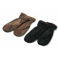 Suede Mitten w/Microluxe Trim Black Large