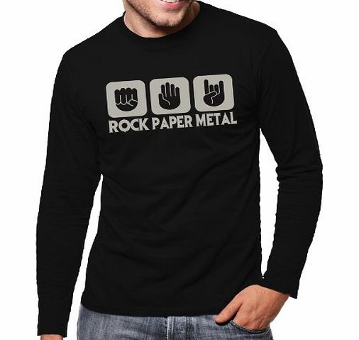 Touchlines Mens Logo Long-Sleeved T-Shirt Stone Paper Rock Heavy Metal Design black / silver Size:L