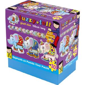 Toy Brokers Fuzzy Felt Elephants Parade 30-Piece Floor Puzzle