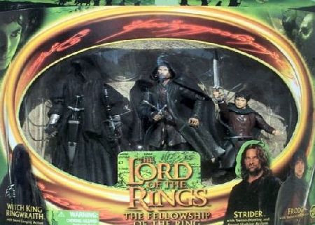 Toybiz Lord of the Rings Fellowship of the Ring - Strider Frodo Witch king ringwraith action figure triple pack