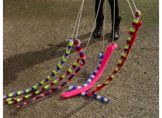 Cat/Dog Toy Coloured Wiggly Worm on Stick