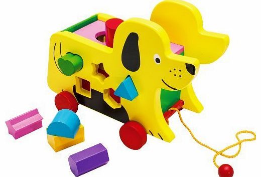Toys of Wood Oxford Wooden Pull Along Dog and Wooden Block Shape Sorter