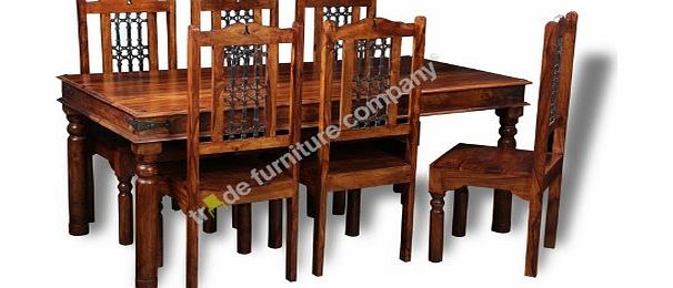 Trade Furniture Company Jali Indian Furniture Dining Table amp; 6 Jali Chairs - Dining Room Furniture