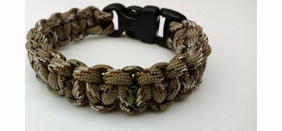 Tradewinds 8`` Desert Camo Paracord 550 Cobra Stitch Survival Bracelet/Wristband. Handmade in Norfolk U.K.