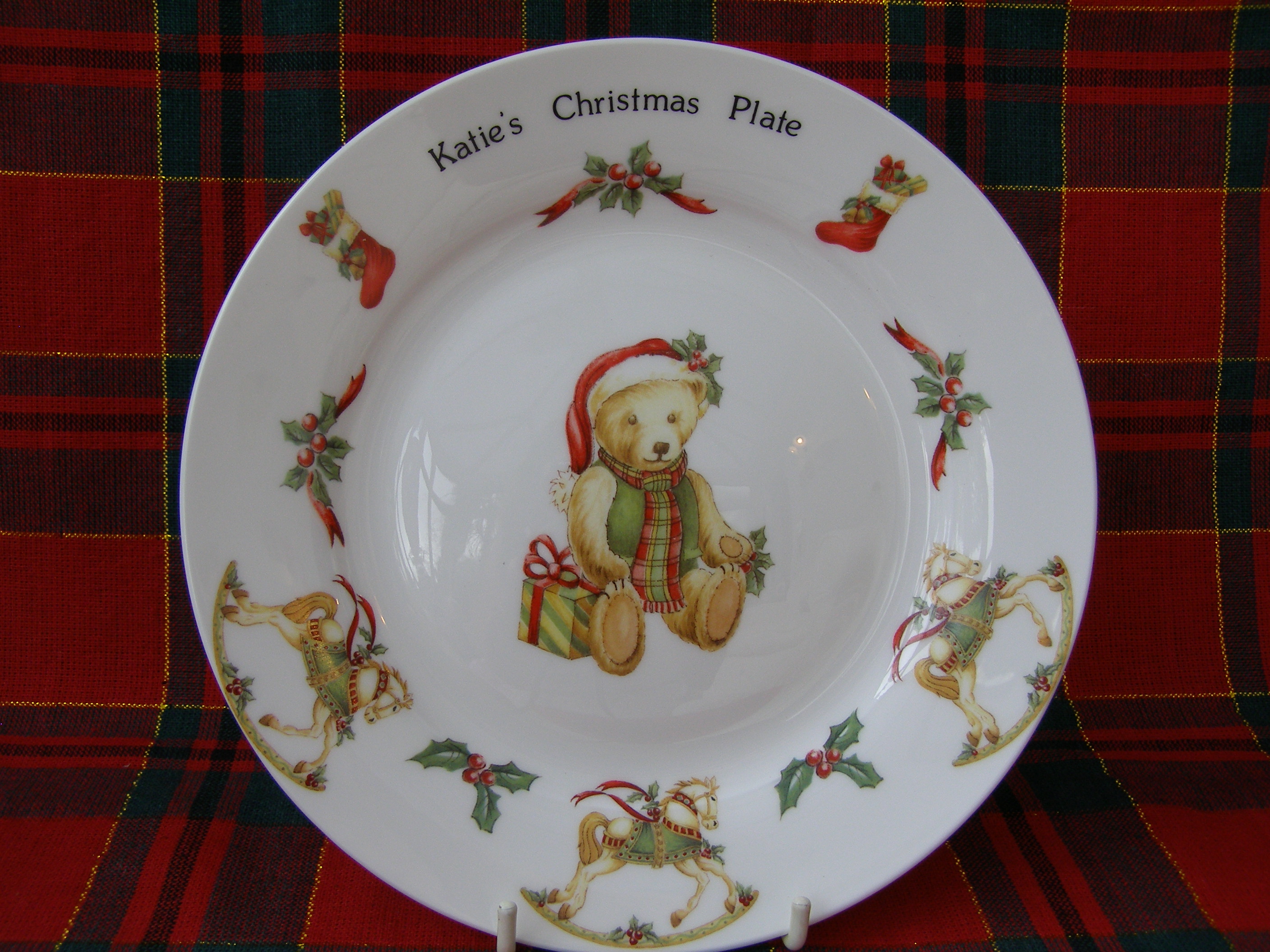 Traditional Christmas Teddy Bear Personalised Plate
