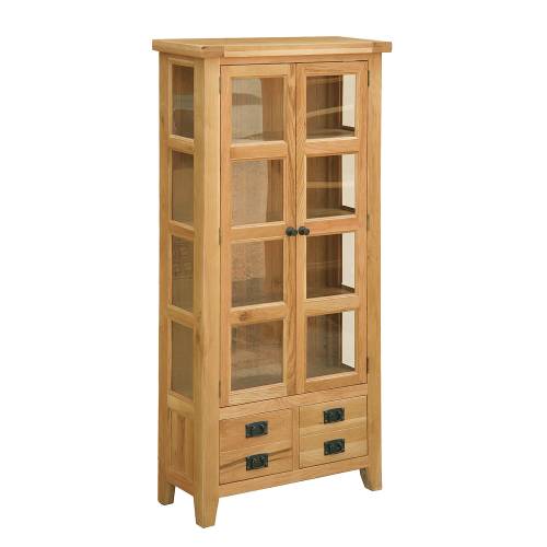 Trafalgar Oak Furniture Trafalgar Oak Glazed Bookcase 520.006