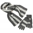 Grey Stripe Scarf & Glove Set