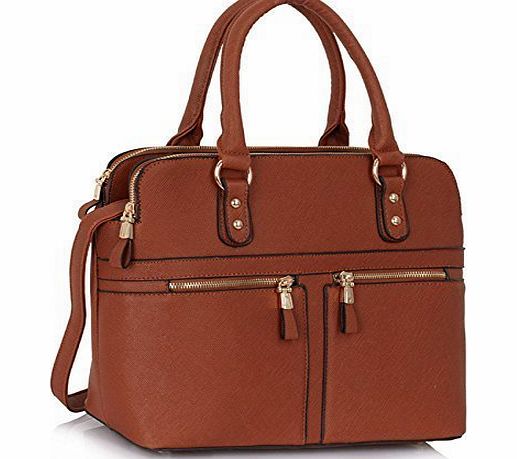 TrandStar Womens Handbags Ladies Designer Shoulder Bag Faux Leather 3 Compartments Tote New Celebrity Style Large