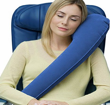 Travelrest - The Ultimate Travel Pillow / Neck Pillow - Ergonomic, Patented amp; Adjustable for Airplanes, Cars, Buses, Trains, Office Napping, Camping, Wheelchairs (Rolls Up Small) (Blue)