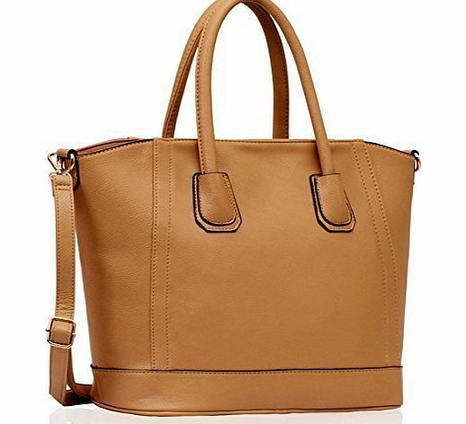 TrendStar Ladies Faux Leather Handbag New Tote Designer Style Celebrity Shoulder Bag (Nude Shoulder Bag)