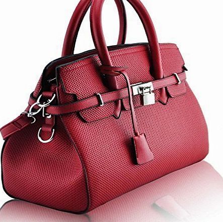 TrendStar New Womens Designer Inspired Handbag Work Satchel Faux Leather Shoulder Bags (Red Fashion With Long Strap)