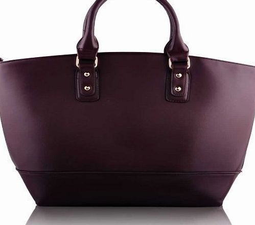 TrendStar Oversized Womens Ladies Designer Shoulder Faux Leather Bags Tote Shopper Satchel Handbags (Coffee Fashion)