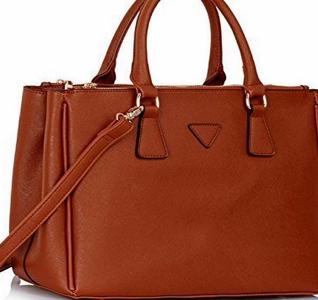TrendStar Womens Designer Faux Leather Celebrity Style Stylish Evening Tote Handbag (Brown Large Iconic)