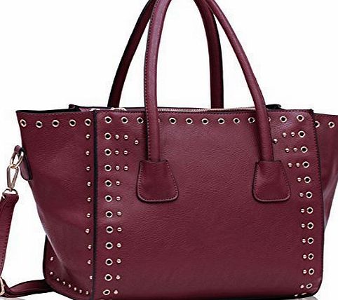 TrendStar Womens Large Designer Handbags Tote Shoulder Faux Leather Studded Design Fashion Bags (Purple Fashion Studded-II)