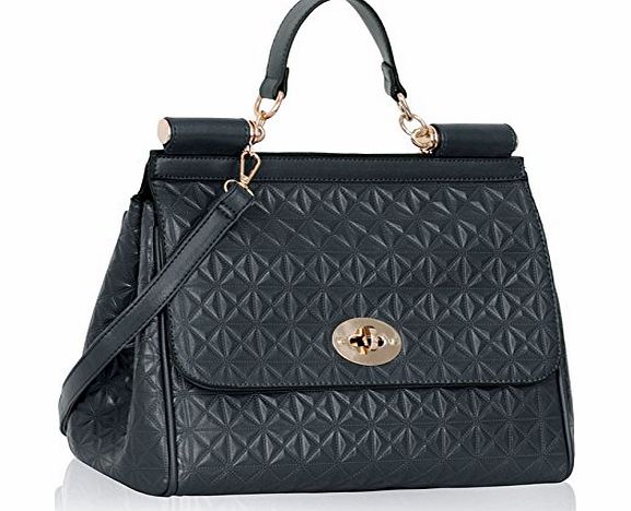 TrendStar Womens Leather Handbags Ladies Designer Shoulder Bags New Flap Over Celebrity Style Tote Large