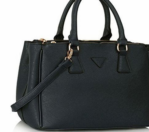 TrendStar Womens New Handbags Designer Ladies Shoulder Bags Faux Leather Celebrity Style Fashion Large Tote (Navy Tote Bag)