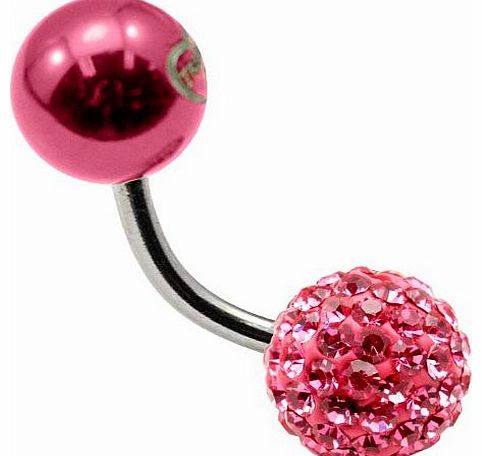 Oletta - Tresor Paris Naval Belly Bar - Pink-Magnetite - 8mm - Crystal & Magnetite - Surgical Steel