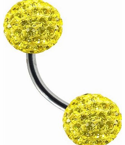 Solaize - Tresor Paris Naval Belly Bar - Yellow - 8mm Crystal - Surgical Steel - Ladies