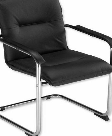 Trexus Annapolis Cantilever Visitors Chair Leather Back H420mm Seat W465xD430xH475mm Black