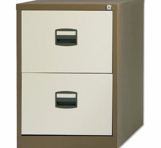 Trexus Filing Cabinet Steel Lockable 2-Drawer W470xD622xH711mm Brown and Cream