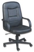 Intro Managers Armchair Leather Tilt Back H630mm Seat W640xD490x450-550mm Black