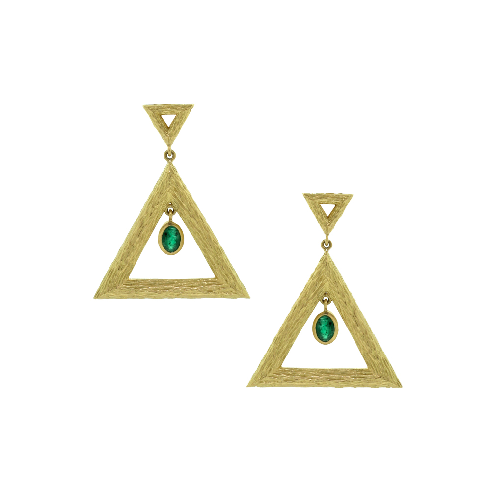 Triangle Emerald Earrings