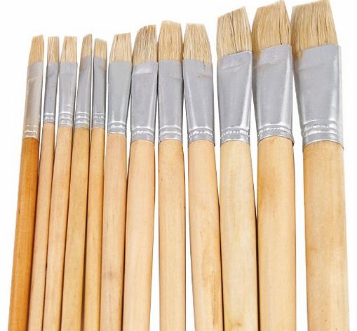 TRIXES Long Artists Paint Brushes Wooden Handles 12 Packs Large 