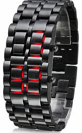 Modern LED Digital Lava Faceless Samurai S/Steel Bracelet Wrist Watch