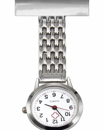 TRIXES Nurse Stainless Steel Quartz Silver Fob Watch