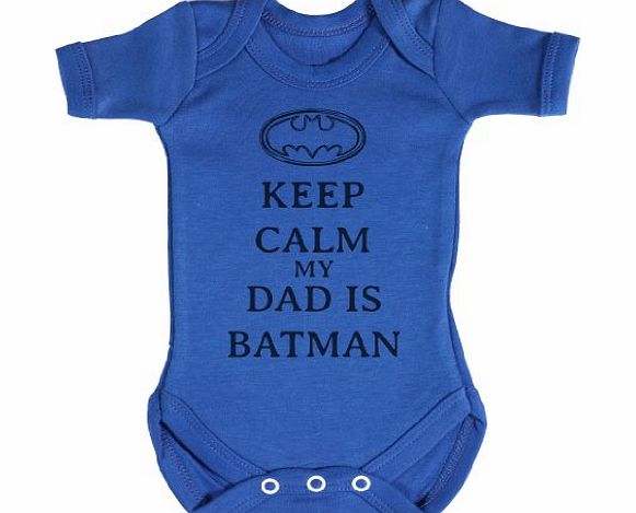 TRS Clothing TRS - Calm My Dad Is Batman Baby Bodysuit / Babygrow 0-3M Blue