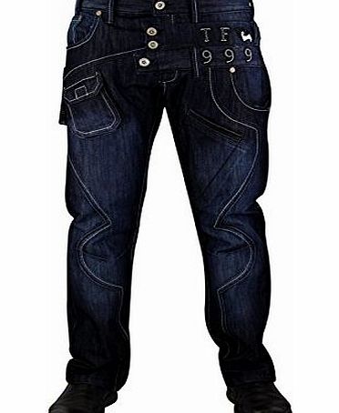 True Face Mens TrueFace TF014 Jeans Dark Blue 36W Regular