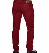 Geno red cotton blend slim jeans