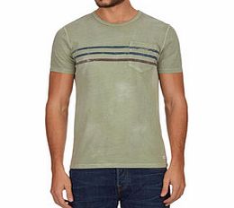 Sage green cotton striped T-shirt