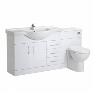 1050 Bathroom Gloss White Furniture Vanity Unit