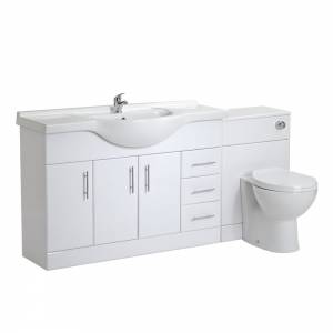 1200 Bathroom Gloss White Furniture Vanity Unit