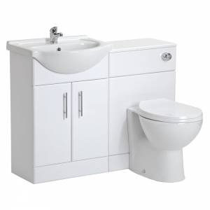 550 Bathroom Gloss White Furniture Vanity Unit