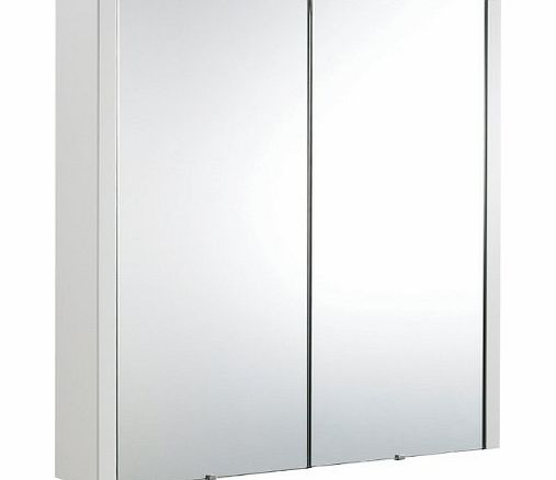 620mm Gloss White Minimalist Bathroom Mirror Storage Cabinet Unit With 3 Internal Shelves - Wall Mounted