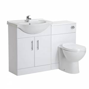 Trueshopping 650 Bathroom Gloss White Furniture Vanity Unit