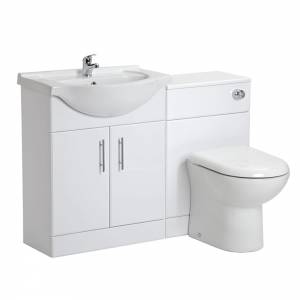 Trueshopping 650mm White Gloss Vanity Storage Unit Basin Sink