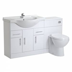Trueshopping 850 Bathroom Gloss White Furniture Vanity Unit