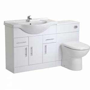 Trueshopping 850mm White Gloss Vanity Storage Unit Basin Sink