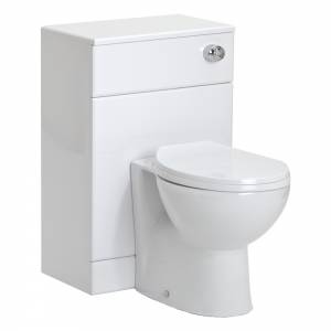 Trueshopping Bathroom White Gloss Back to Wall Toilet Vanity