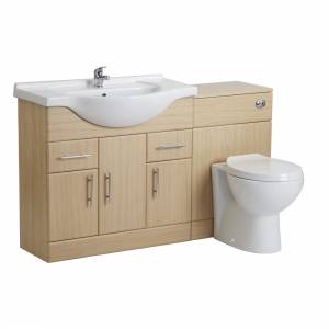 Trueshopping Beech Bathroom 850mm Furniture Vanity Unit Basin