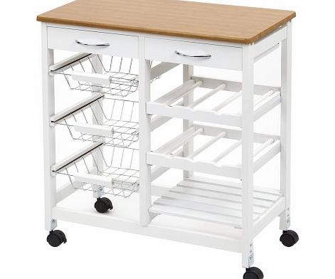 Trueshopping Chacombe White Frame Outdoor Garden Yard Kitchen Trolley / Cart with Storage 