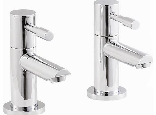 Pair of Chrome Deck Mounted Bathroom Basin Sink Taps Stylish Easy Lever Control Handles