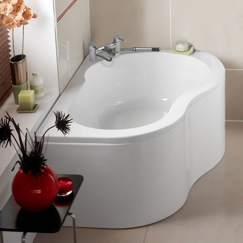 Trueshopping Right Hand 1500mm x 1000mm Bathroom Acrylic Corner Bath and Leg Set With Front Panel