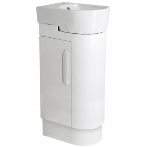 White Cloakroom Floor Standing Unit - Right Handed