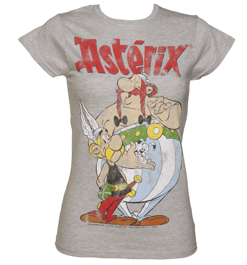 Ladies Grey Asterix and Obelix Vintage T-Shirt