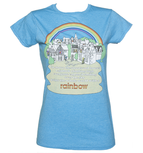 Ladies Heather Blue Rainbow Theme Tune T-Shirt
