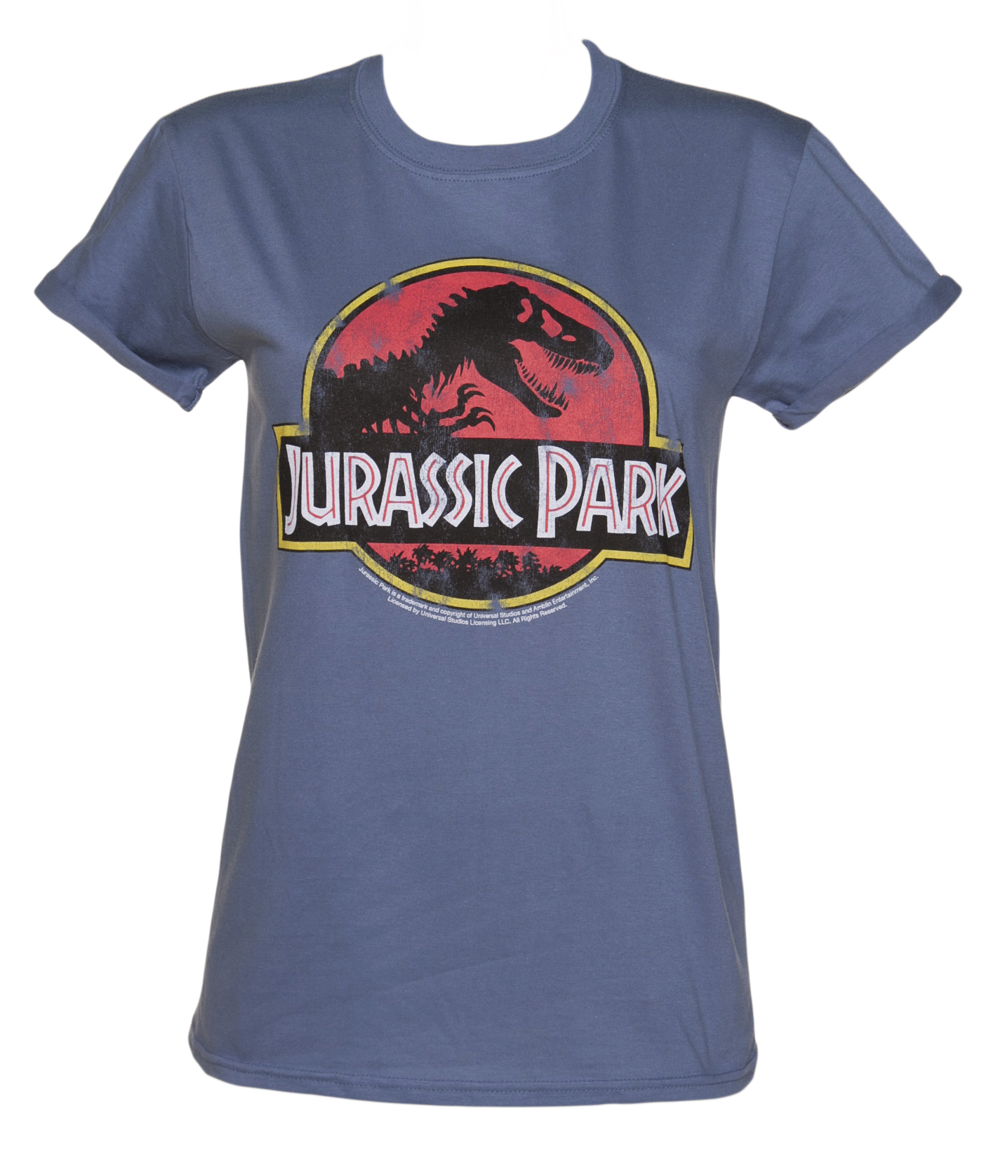 Ladies Jurassic Park Logo Rolled Sleeve